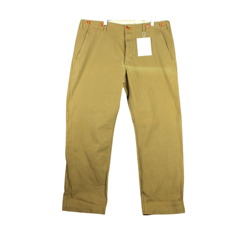 Visvim Cinch Back W/ Suspender Buttons Button Fly Pants Size 5 38x33 Beige NWT